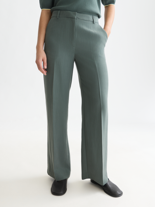 Edie - Pantalon large taille haute en mélange de lyocell