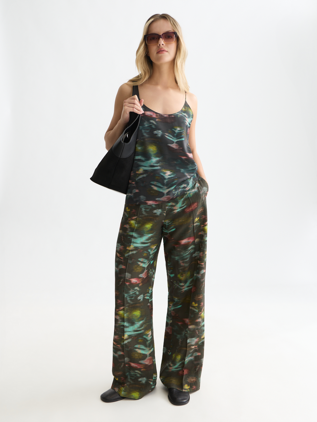 Lou - High-Rise Wide-Leg Printed Pants