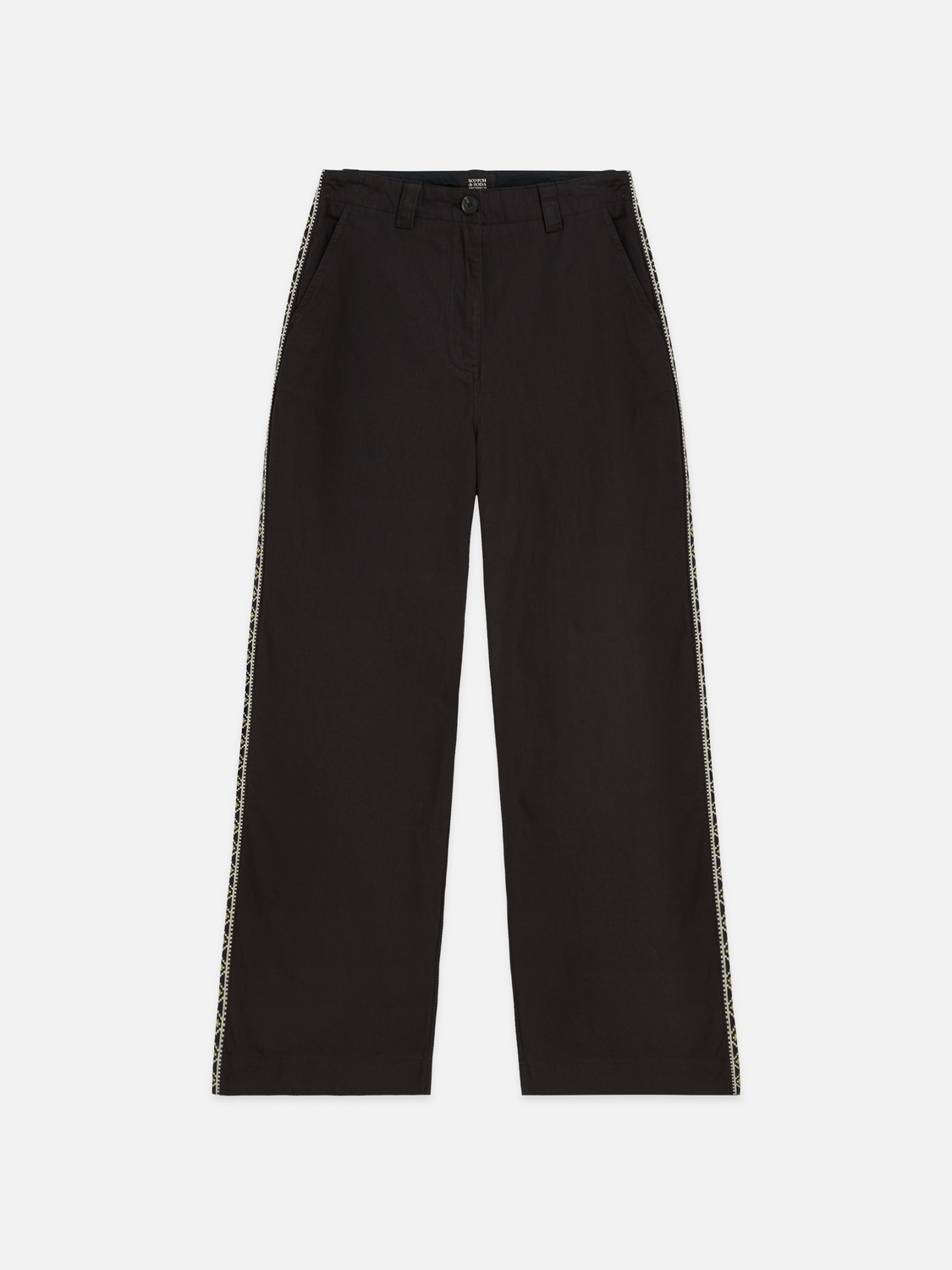 Cleo - High-Rise Wide-Leg Embroidered Workwear Pants