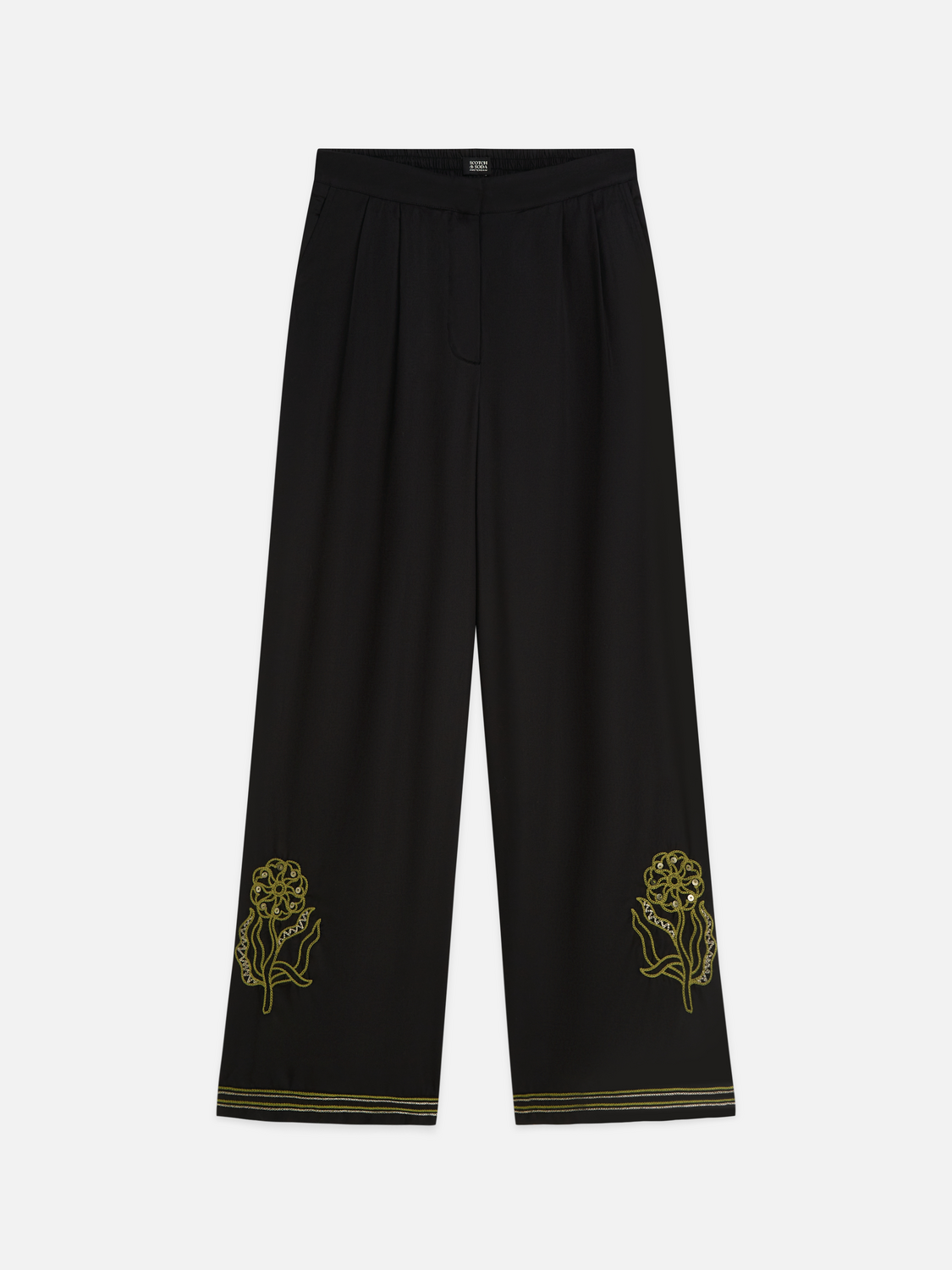 Eleni - High-Rise Wide-Leg Embellished Pants