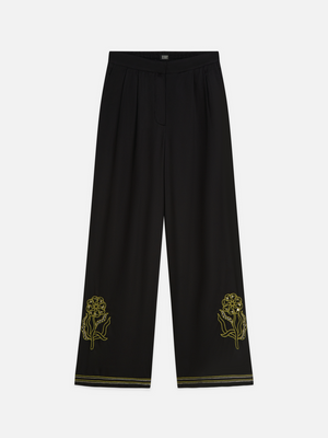 Eleni - High-Rise Wide-Leg Embellished Pants