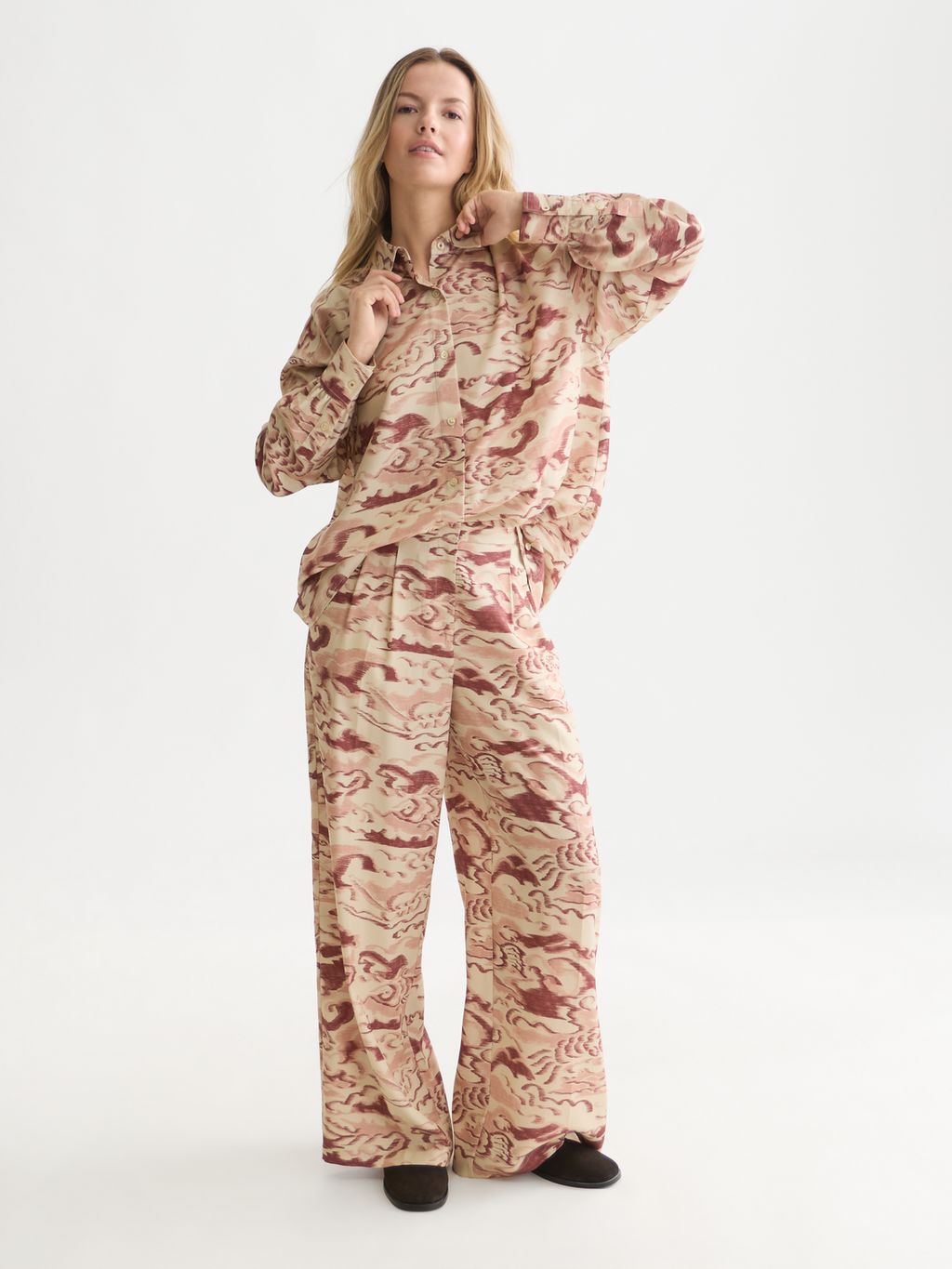 Eleni - Pantalon large taille haute imprimé