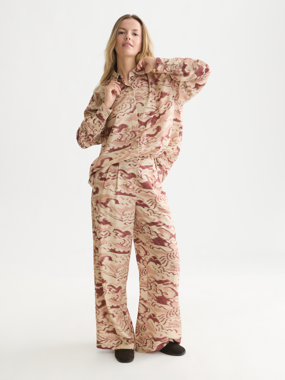 Eleni - Pantalon large taille haute imprimé