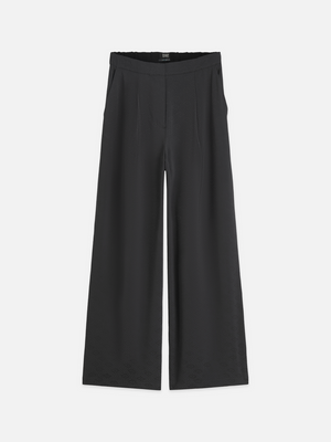 Eleni - Pantalon large taille haute en jacquard