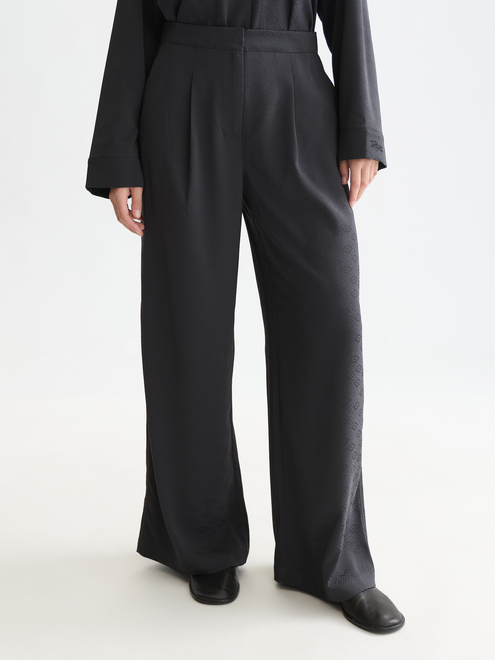 Eleni - Pantalon large taille haute en jacquard