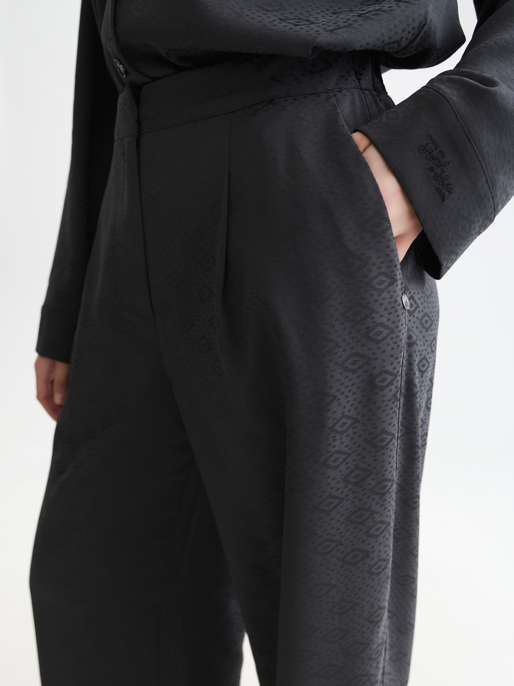 Eleni - High-Rise Wide-Leg Jacquard Pants