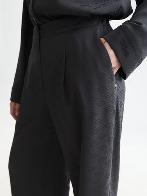 Eleni - Pantalon large taille haute en jacquard