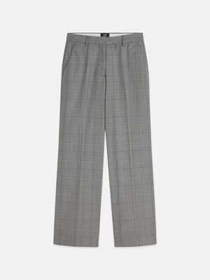 Edie - High-Rise Wide-Leg Checked Pants
