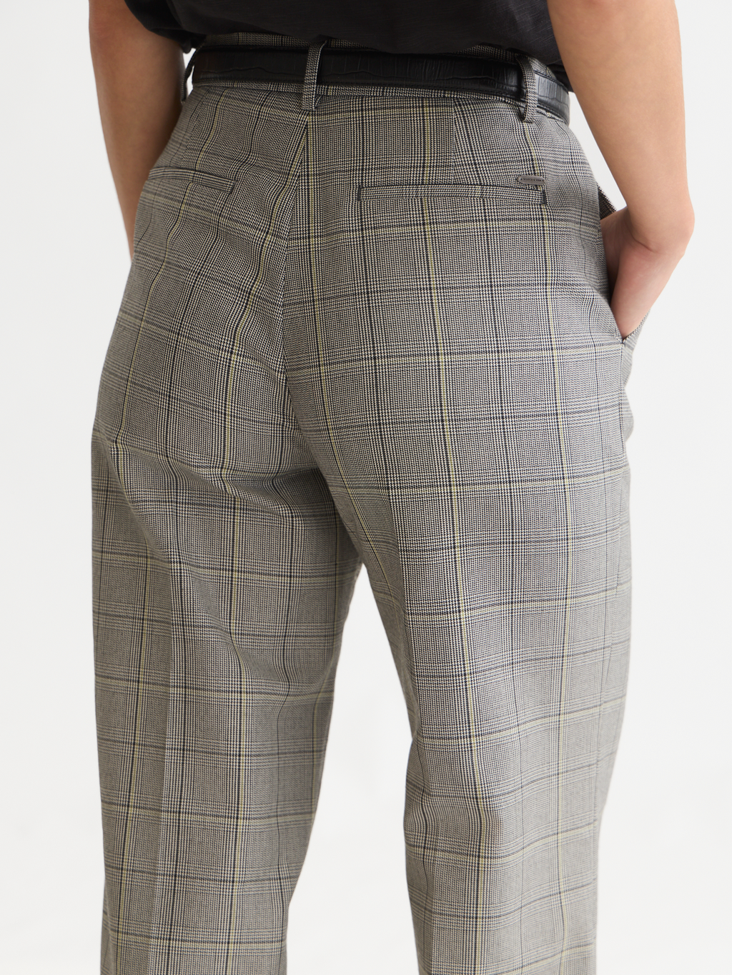 Edie - High-Rise Wide-Leg Checked Pants