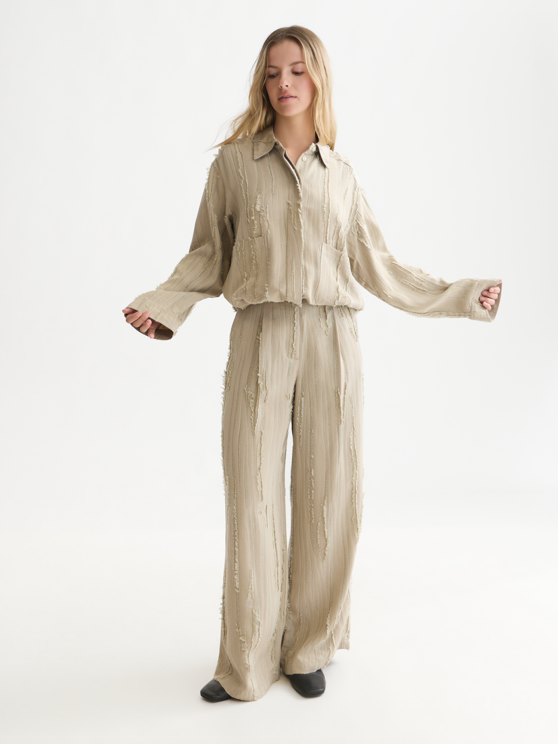 Eleni Wide Leg Fil Coupé Pant