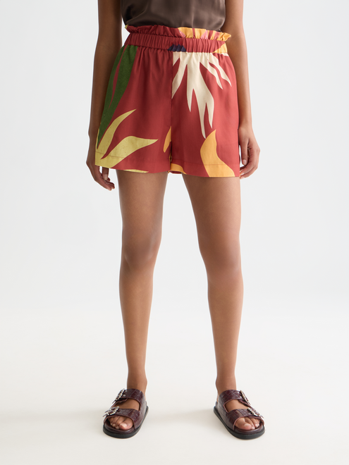 Shorts taille haute élastiquée imprimés