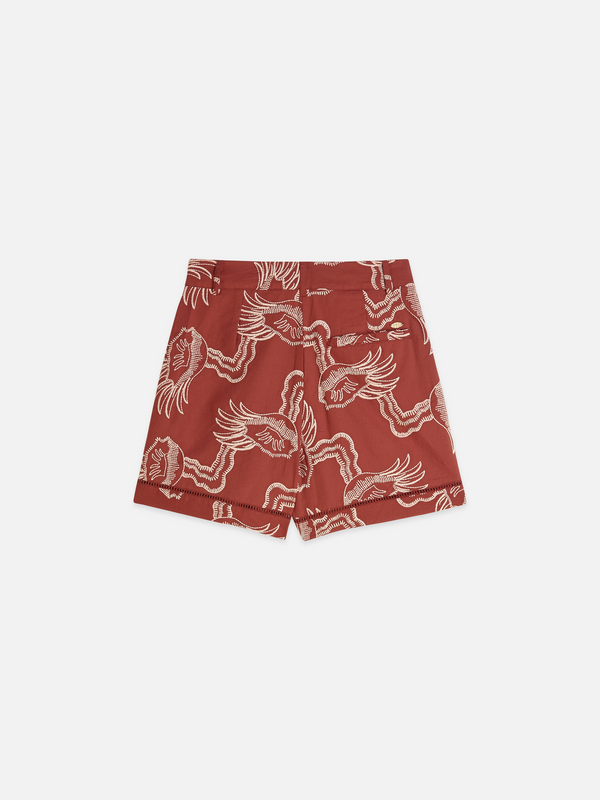Embroidered Linen Blend Shorts