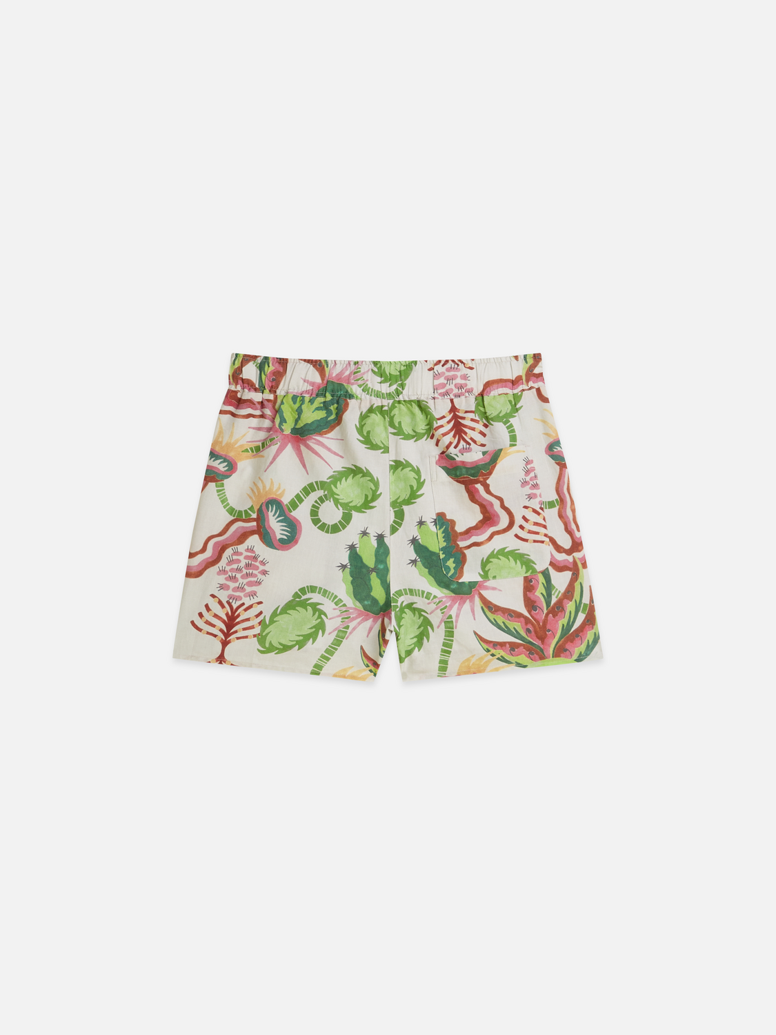 Cotton-Linen Elastic Waist Shorts