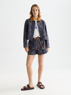 Embroidered High Rise Shorts
