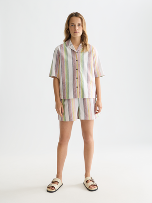 Striped Elastic Waist Shorts