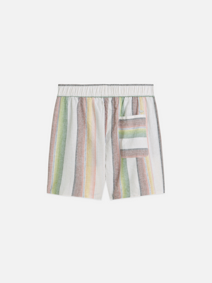 Striped Elastic Waist Shorts