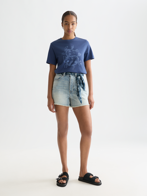 The Ray Denim Short With Tie Detail