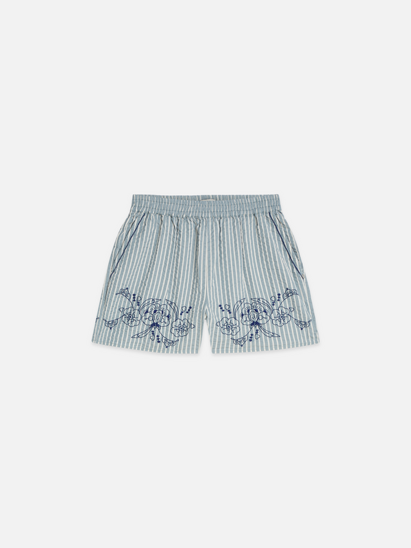 Embroidered Structured Shorts